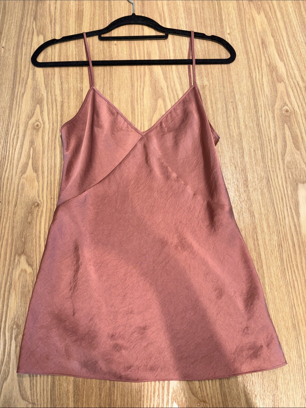 Wilfred Rosewood Satin Slip Dress with Spaghetti Straps
